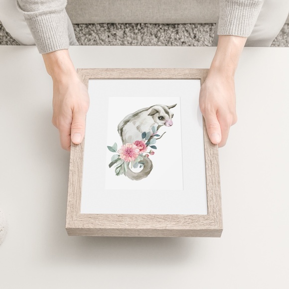 Watercolor Floral Sugar Glider Wall Art Print Poster Unframed - Picture 9 of 9